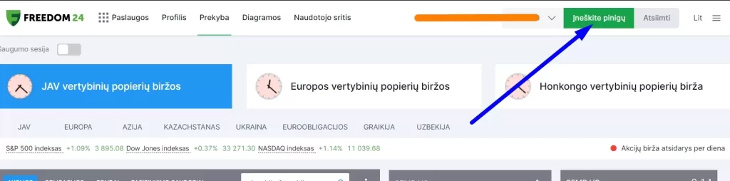 Lesu inesimas investicine saskaita freedom24