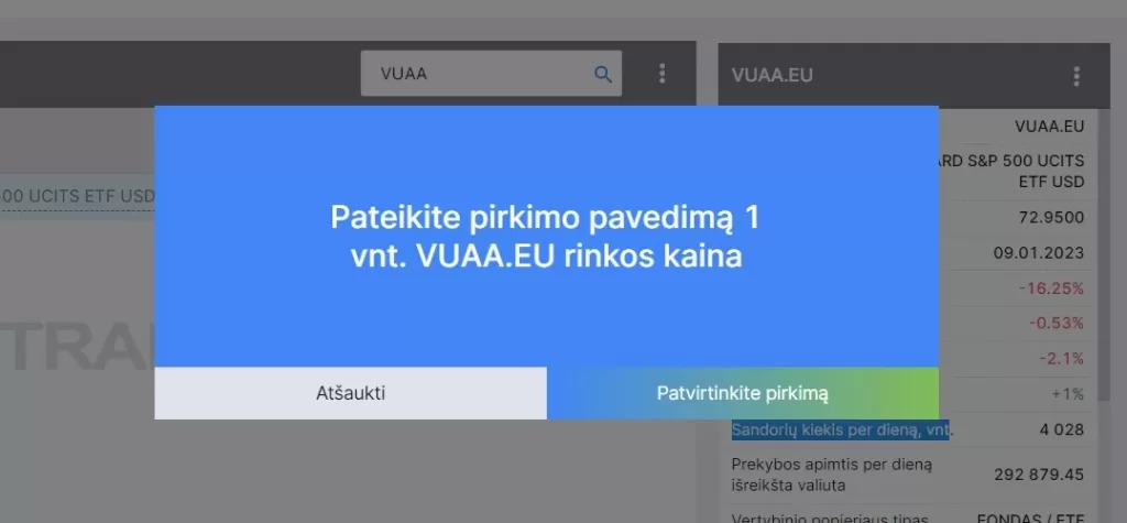 Patvirtinkite uzsakyma S&P500 pirkimo užsakymą
